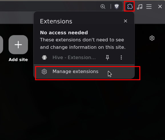extensions tab